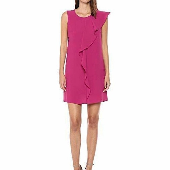 NWT Adrianna Papell Sleeveless Ruffle Flutter Sleeve Dress Women’s Pink Size 8‎ - Picture 1 of 11